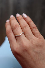 Elegant Diamond Bands 14K Rosé Gold Contoured 1/5  Carats Diamond Anniversary Band