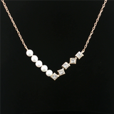 Elegant Pearl Necklaces & Pendants 14K Yellow Gold 2.5 - 3.0 MM Pearls & 0.30 Carats Lab Grown Diamonds V-Bar Necklace - 18 Inch