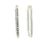 Classic & Contemporary 18K White Gold Inside Out 3.54 Carats Diamond 43 x 17 MM Elongated Oval Hoop Earrings