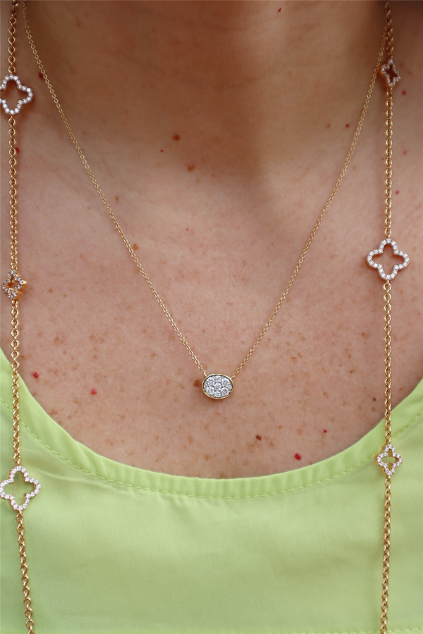 Elegant Diamond Necklaces 18K Gold Rosé 6.07 Carats, 512 Diamonds Station Necklace - 36 Inch