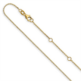Elegant & Durable Designs 10K Gold Yellow 0.95mm Diamond Cut Round Cable Link Chain, 18 Inch Adjustable