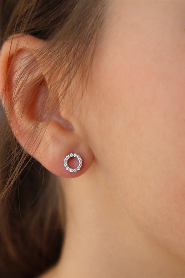 Classic & Contemporary 18K White Gold 0.27 Carats Diamond Circle Stud Earrings