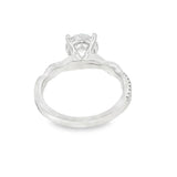 Elegant Diamond Mountings 14K White Gold Round Cut Cubic Zirconium & 0.12 Carats Diamond Engagement Ring