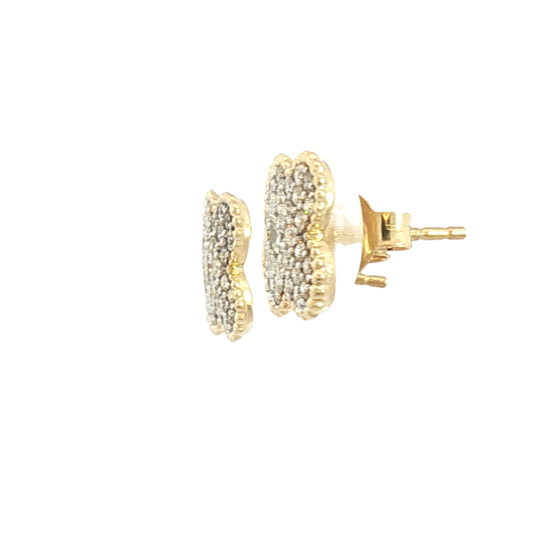 Classic & Contemporary 14K Yellow Gold 0.842 Carats Diamond Quatrefoil Shaped Stud Earrings