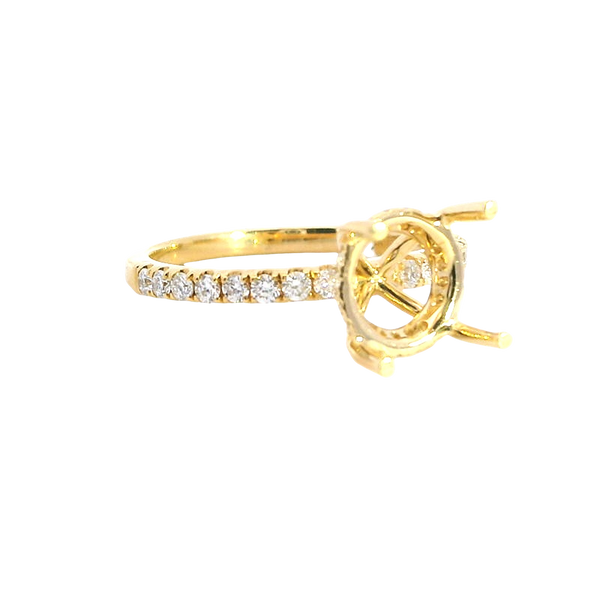Elegant Diamond Mountings 18K Yellow Gold 3.0 Carats Round Diamond Semi Mount Ring - 0.32 Carats