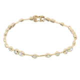 Sophisticated & Timeless Diamond Bracelets 14K Yellow Gold Bezel Set, Pear, Oval & Round Cut 1.65 Carats Diamond Bracelet - 7 Inch