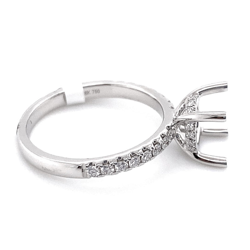 White 18 Karat Gold 0.32 Carats Diamond Hidden Halo Semi-Mount Engagement Ring