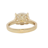 Elegant Diamond Mountings 14K Yellow Gold Horizontal Set Oval Cut Cubic Zirconium & 0.28 Carats Diamond Semi Mount Ring
