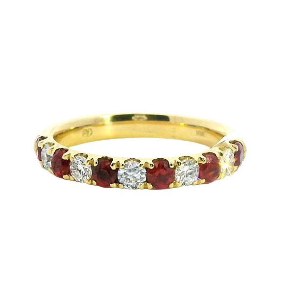 Bold & Elegant 18K Yellow Gold Stackable 0.60 Carats Ruby & 0.37 Carats Diamond Band
