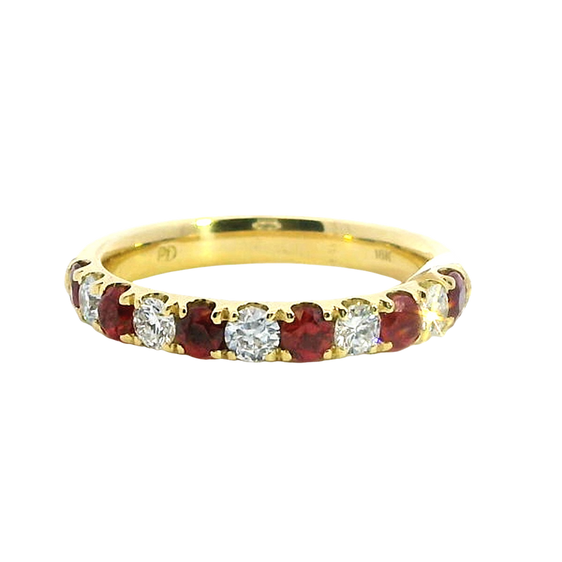 Bold & Elegant 18K Yellow Gold Stackable 0.60 Carats Ruby & 0.37 Carats Diamond Band