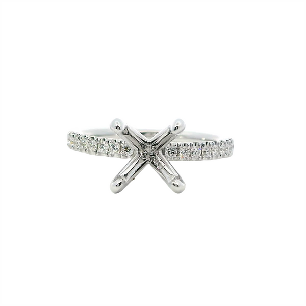 14K White Gold Diamond Semi-Mount Engagement Ring - 0.25ctw, 18 Diamonds