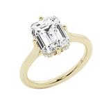 Elegant Diamond Mountings 14K Yellow Gold Emerald Cut Cubic Zirconium & 0.10 Carats Diamond Engagement Ring