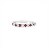 Bold & Elegant 14K Gold White Stackable Color Stone Fashion Bands - Alternating Stackable Band Ruby 0.48 Carats & Diamonds 0.28 Carats