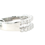 Elegant Diamond Bands 18K White Gold Baguette & Round 1.45 Carats Diamond Band