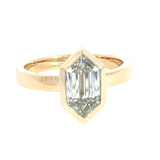 14K Yellow Gold Step Cut Modified Elongated Hexagon Cut 2.12 Carats Lab Grown Diamond Solitaire Ring