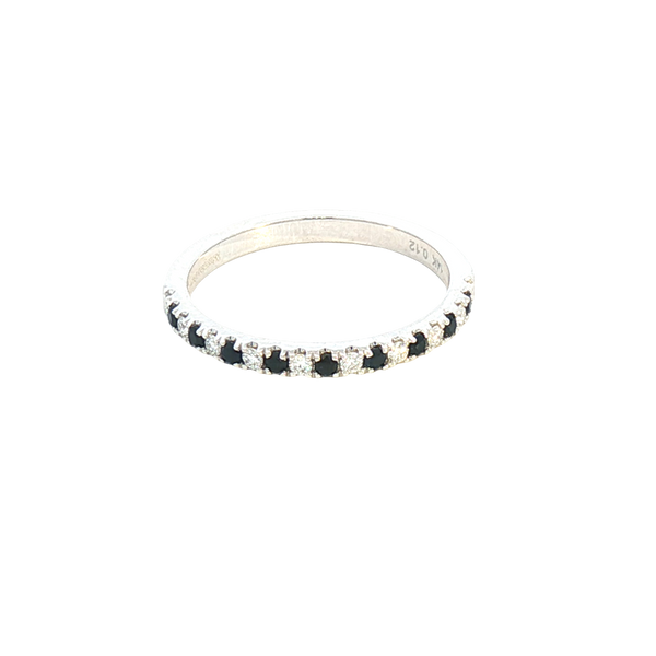 Bold & Elegant Color Stone Fashion Bands- MPJ Exclusive 14K White Gold Stackable Alternating 0.12 Carats Diamond & 0.16 Carats Blue Sapphire Ring