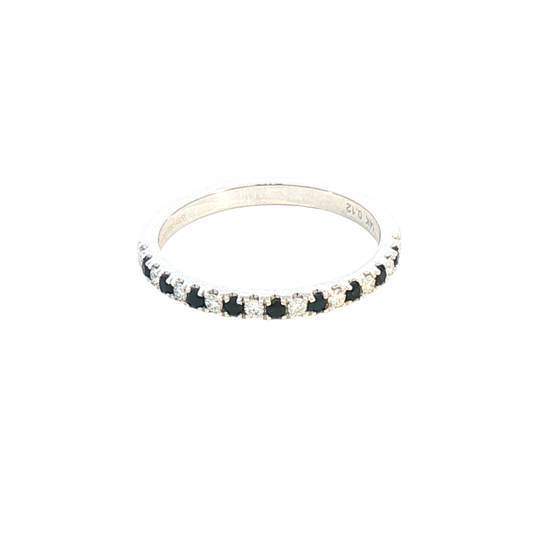 Bold & Elegant Color Stone Fashion Bands- MPJ Exclusive 14K White Gold Stackable Alternating 0.12 Carats Diamond & 0.16 Carats Blue Sapphire Ring