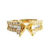 Elegant Diamond Mountings 18K Gold Yellow Round 2.0 Carats Setting -  0.77 Carats Baguette & Round Diamonds