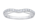 Elegant Diamond Bands 14K White Gold 0.10 Carats Diamond Contoured  Band