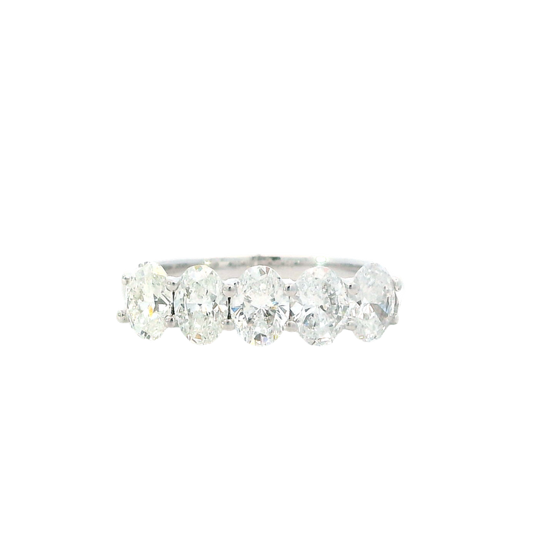 Elegant Diamond Bands 18K White Gold Oval Cut 1.58 Carats Diamond Band