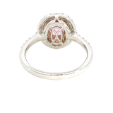 Bold & Elegant 18K White & Yellow Gold Oval Cut 1.08 Carats Padparadscha Pink Sapphire & 0.64 Carats Diamond Halo Ring