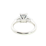14K White Gold Three Stone Retangular Cushion & Trapezoid Cut 2.65 Carats Lab Grown Diamond Ring