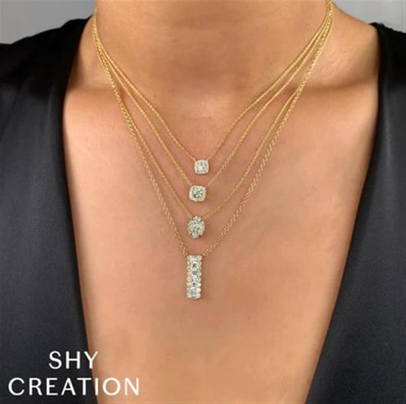 Elegant Diamond Necklaces 14K Gold White 0.15 Carats Diamond Pendant Necklace - 18 Inch