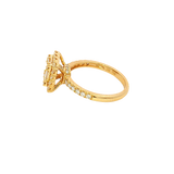 Elegant & Trendy 18K Yellow Gold Baguette & Round Cut 0.93 Carats Diamond Halo Ring