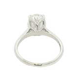 14K White Gold Oval Cut 3.0 Carats Lab Grown Diamond Knife Edge Solitaire Ring