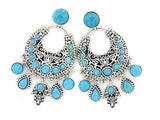 Vibrant Color Stone Sterling Silver Sleeping BeautyTurquoise Dangle Earrings