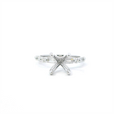 14K White Gold Diamond Semi-Mount Ring, 8MM Center, 0.34ctw Accents with Round and Baguette Diamond Pattern