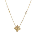 Elegant Diamond Necklaces 14K Gold Yellow 0.15 Carats Diamond Drop Four Point Star Necklace - 18 Inch