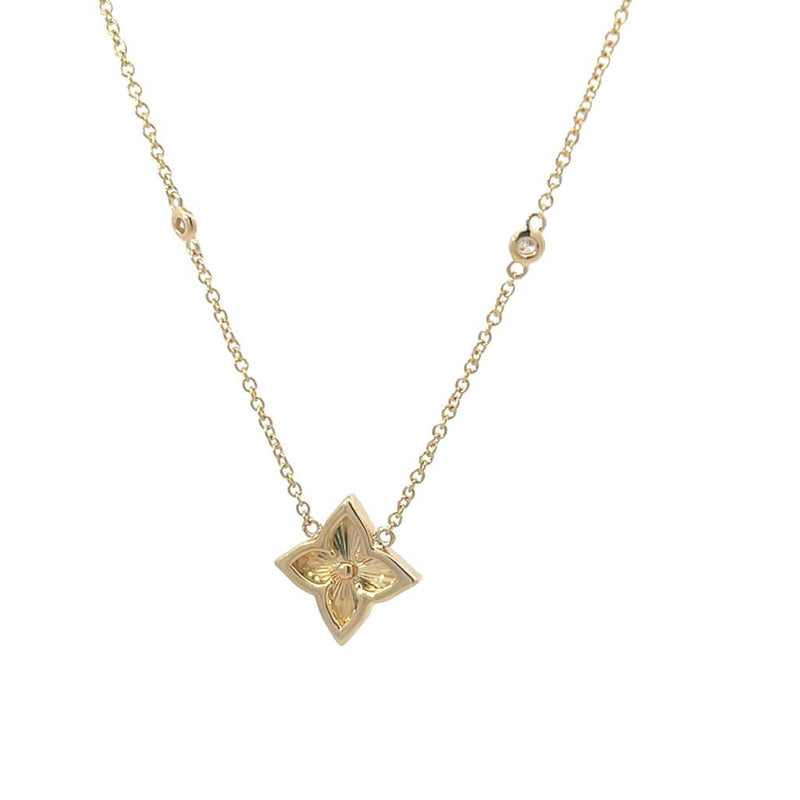 Elegant Diamond Necklaces 14K Gold Yellow 0.15 Carats Diamond Drop Four Point Star Necklace - 18 Inch