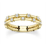 Elegant & Trendy 14K Yellow Gold 0.24 Carats Diamond Double Band Ring