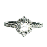 Contemporary 18K White Gold Halo With Gun Metal Finish 0.96 Carats Diamond Ring