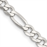 White Sterling Silver Figaro Chain, 22 Inch