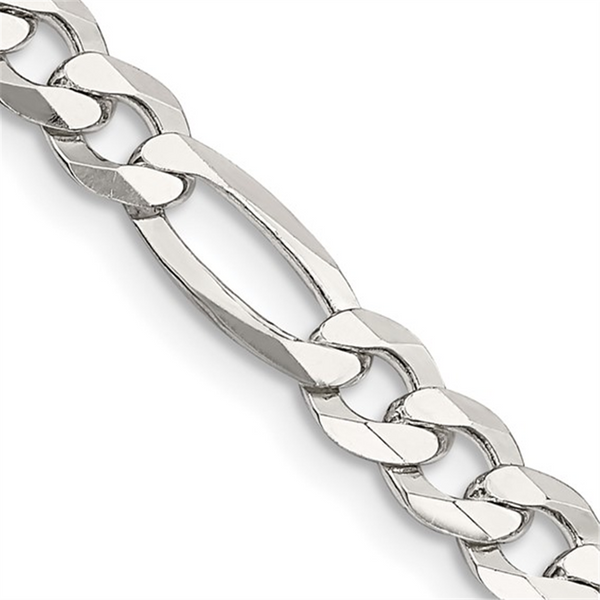 White Sterling Silver Figaro Chain, 22 Inch