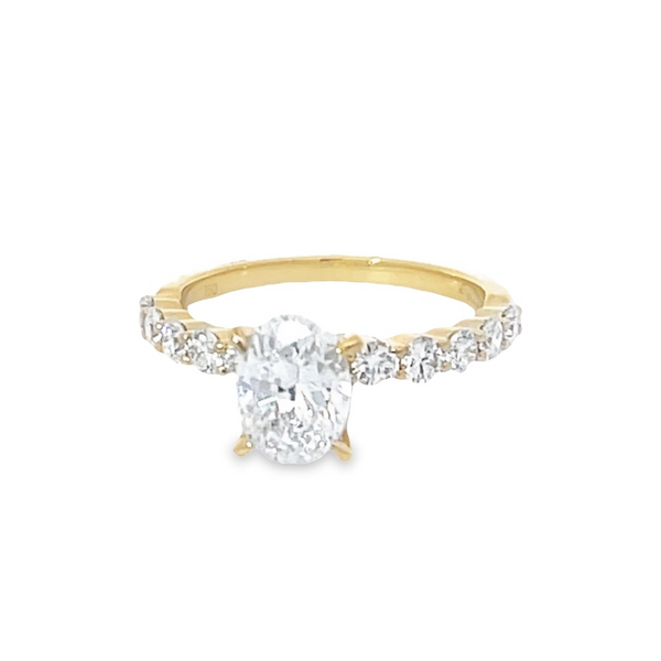 Yellow 18 Karat Gold 0.67 Carats Diamond Oval Engagement Ring