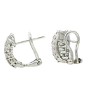 Classic & Contemporary 18K Gold White 1.39 Carats Baguette & Round Diamond Huggie Earrings