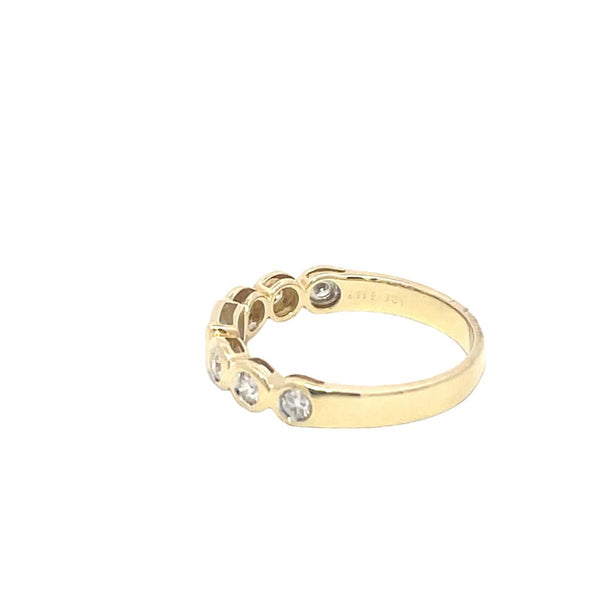 14K Gold Yellow 0.118 Carats Baguette Diamond & 0.27 Carats Round Diamond Stackable Fashion Band