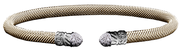 Two-Toned Sterling Silver Lab-Grown 0.4 Carats Diamond Cuff Bracelet