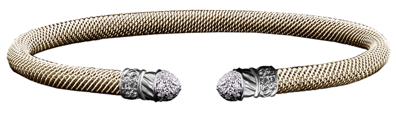 Two-Toned Sterling Silver Lab-Grown 0.4 Carats Diamond Cuff Bracelet