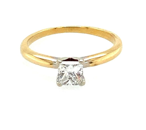 Yellow 14 Karat Gold 0.5 Carats Diamond Solitaire Engagement Ring