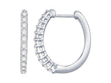 Classic & Contemporary 14K White Gold 0.49 Carats Diamond Oval Hoop Earrings