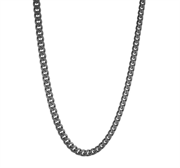 Ion Plated Gun Metal Over Stainless Steel 4.6 MM Curb Chain Necklace - 22 Inch