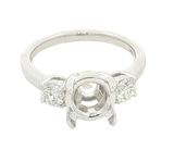 Elegant Diamond Mountings 14K White Gold Round Cut 0.50 Carats Diamond Semi Mount Ring