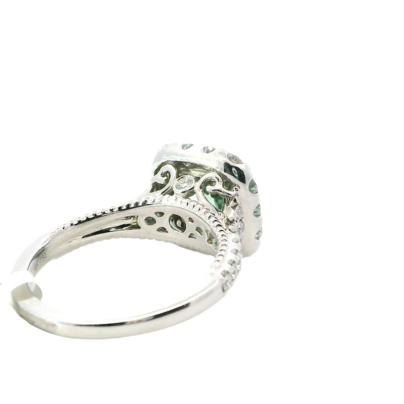 Bold & Elegant 18K White Gold 2.63 Carat Green Tourmaline & 0.91 Carat Diamond Halo Ring