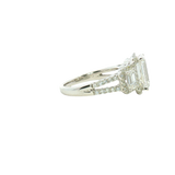 14K Gold White Halo Emerald Cut Diamond Engagement Ring - Lab-Grown 4.54 CTW Diamond