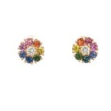 Vibrant Color Stone 18K Rosé Gold 1.04 Carats Multi Color Fancy Sapphire & 0.22 Carats Diamond Stud Earrings