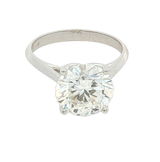 14K White Gold Round Cut 4.0 Carats Lab Grown Diamond Knife Edge Solitaire Ring